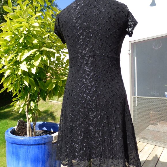 YOUNIQUE CLOTHING SEXY GOTH VAMPIRE BLACK LACE MINI DRESS BOHO PEASANT GYPSY L - Picture 3 of 6